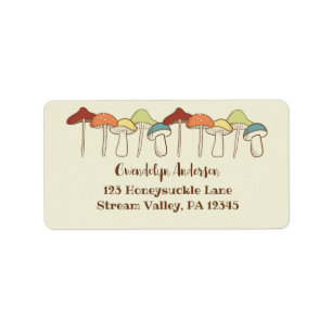 Étiquette Rainbow Mushrooms Toadstool Adresse de retour