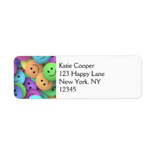 Étiquette Rainbow of Colorful Happy Faces