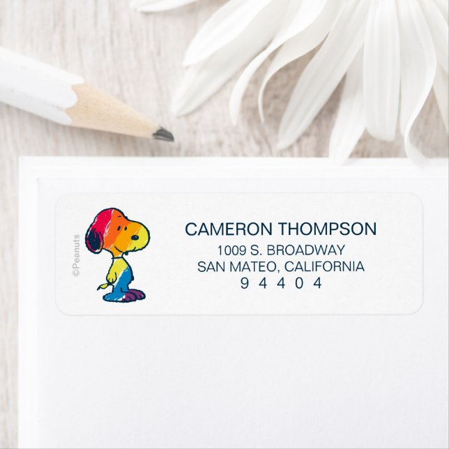 Étiquette Rainbow Snoopy (En situation)