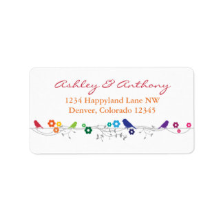 Étiquette Rainbow Theme Oiseaux Fleurs Mariage Adresse de re