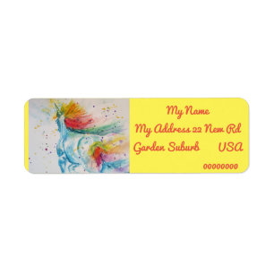 Étiquette Rainbow Unicorn Watercolour Return Address Labels