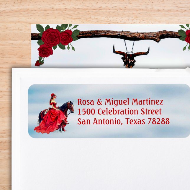 Étiquette Ranch Masquerade Quinceañera Adresse de retour (Ranch Masquerade Quinceañera Return Address Label)