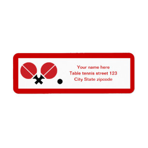 Étiquette Raquettes de ping-pong de table et boule noir, rou