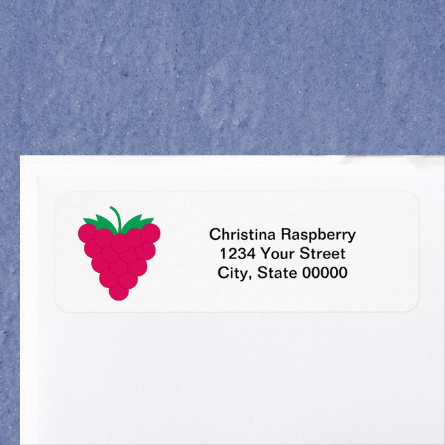 Étiquette Raspberry Fruit Pink Personalize Return Address (A return address label with a raspberry and text you can personalize!)