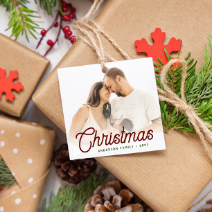 Étiquette rayée de Noël à script minimaliste pour