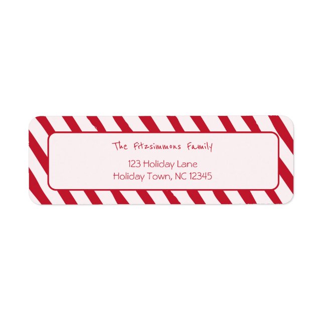 Étiquette Rayure de Canne à Sucre de Noël Adresse de Retour  (Devant)