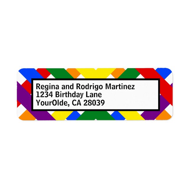 Étiquette Rayures entrecroisées diagonales d'arc-en-ciel (Devant)