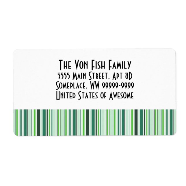 Étiquette Rayures Vertes Cool (Devant)