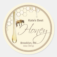 Étiquette réaliste Bee Honeycomb Miel
