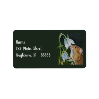 Étiquette Récolte Souris Odeur Snowdrops Aquarelle Art