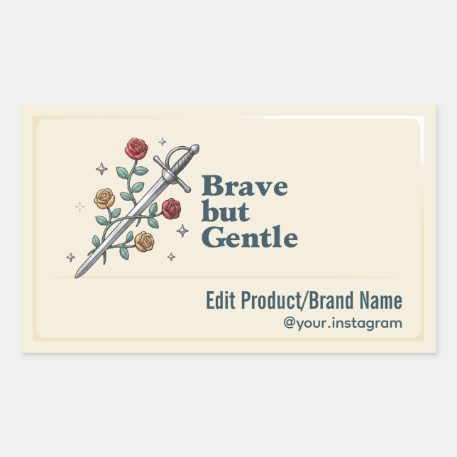 Étiquette Rectangle Sword Rose Brave Mais Douce (Devant)