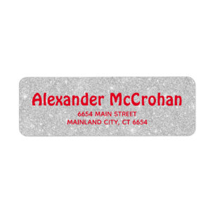 Étiquette Red and Faux Silver Parties scintillant Retour Adr