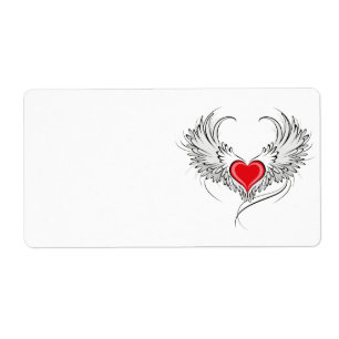 Étiquette Red Angel Coeur avec ailes