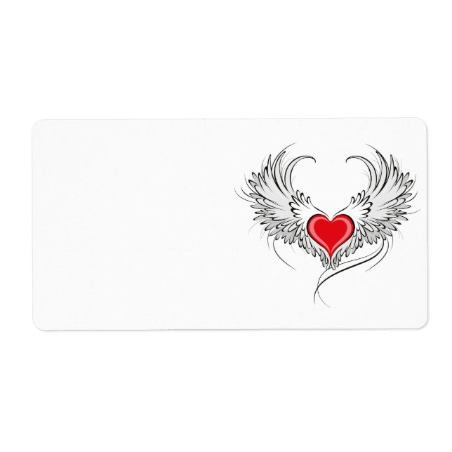 Étiquette Red Angel Coeur avec ailes (Devant)