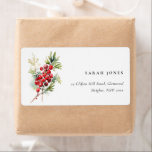 Étiquette Red Berry Fir Winter Christmas Foliing Adresse :<br><div class="desc">Si vous avez besoin d'une personnalisation supplémentaire,  n'hésitez pas à m'envoyer un message sur yellowfebstudio@gmail.com .</div>