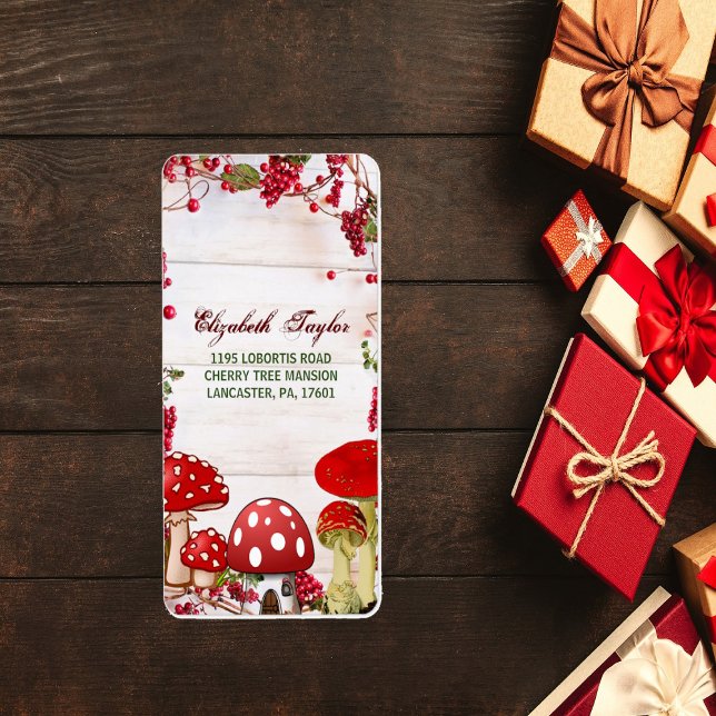 Étiquette Red Berry Garden Toadstool Magic Mushroom Party (Red Berry Garden Toadstool Magic Mushroom Party Label)