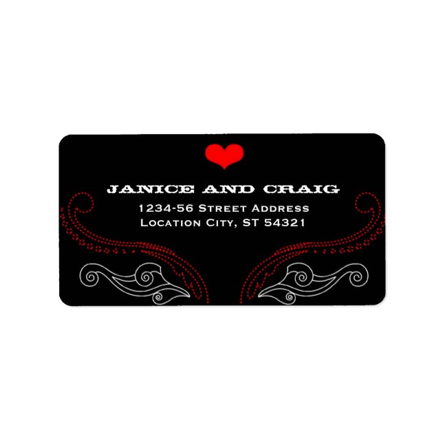 Étiquette Red & Black Rock 'n' Roll Music Mariage à thème (Devant)