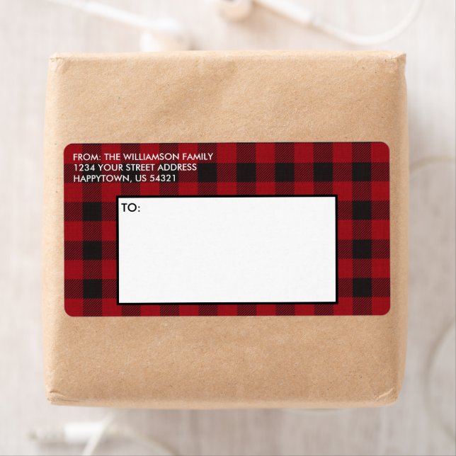 Étiquette Red Buffalo Plaid Holiday Adresse postale (En situation)