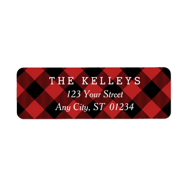 Étiquette Red Buffalo Plaid II Adresse de retour (Devant)