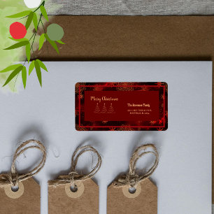 Étiquette Red Burgundy Joyeux Noël Adresse