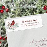 Étiquette Red Cardinal Winter Christmas Return Address<br><div class="desc">Add the finishing touch to your Christmas cards and holiday mail, with these delightful return address labels, featuring a cute watercolor red cardinal perched on a snow-covered pine branch, decorated with sprigs of holly berries. If you would like design tweaks or want the design on more products, please contact me...</div>