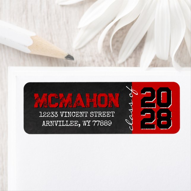 Étiquette Red Chalkboard Graduation Return Adresse (Matching Envelopes, Return Address Labels & Envelope Seals)