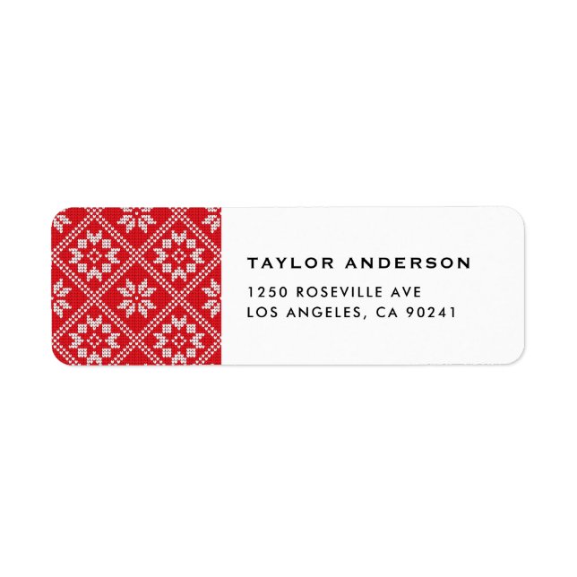 Étiquette Red Fair Isle Sweater Knit Pattern Christmas (Devant)