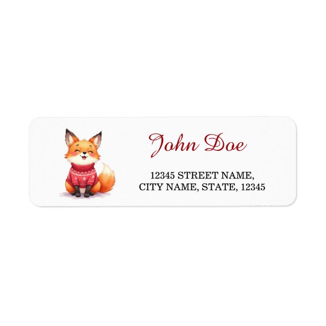 Étiquette Red Fox Christmas Sweater Return Address Labels (Devant)