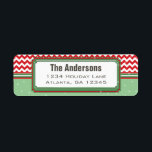 Étiquette Red & Geen Chevron ZigZag Christmas Retours Adress<br><div class="desc">Zig Zag Chevron Motif en Rouge et Vert - Voir plus Designs de Noël par Sandra</div>