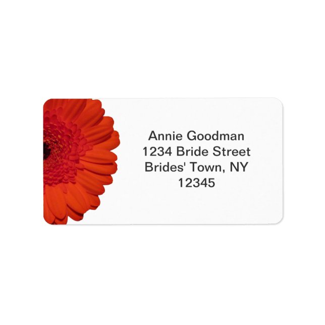 Étiquette Red Gerber Daisy Wedding RSVP Adresse de retour La (Devant)
