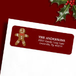 Étiquette Red Gingbread Homme Christmas Return Adresse<br><div class="desc">Ajoutez une touche de vacances à vos cartes et paquets de Noël avec ces étiquettes d'adresse de retour pour homme en pain d'épices rouge. Dotés d'une adorable illustration de pains d'épices et d'un champ d'adresse personnalisable, ces étiquettes sont parfaits pour répandre la joie des fêtes avec chaque morceau de courrier....</div>