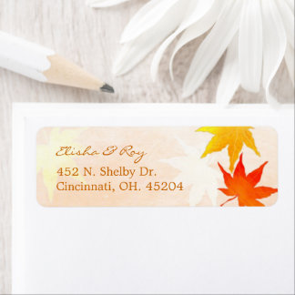 Étiquette Red Gold Maple Leaf Mariage Adresse de retour
