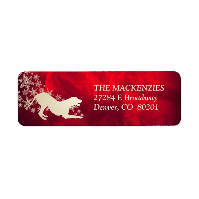 Étiquette Red Gold Winter Dalmatie Adresse de retour (Devant)