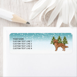 Étiquette Red Golden Retriever Chien Bleu hiver Noël