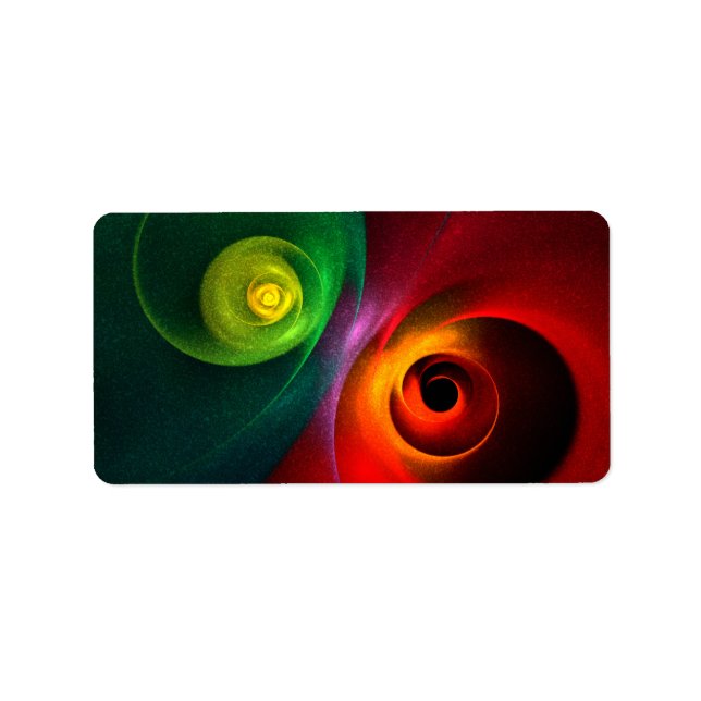 Étiquette Red Green Yin Yang Moderne Motif d'art Abstrait #2 (Devant)