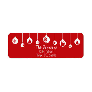 Étiquette Red Hanging Ornament Return Address Label