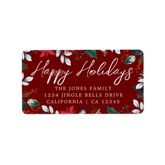Étiquette Red Happy Holidays Festive Return Adresse Label (Devant)