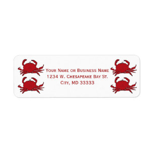 Étiquette Red Hardshell Crabs Custom Name or Company cuits