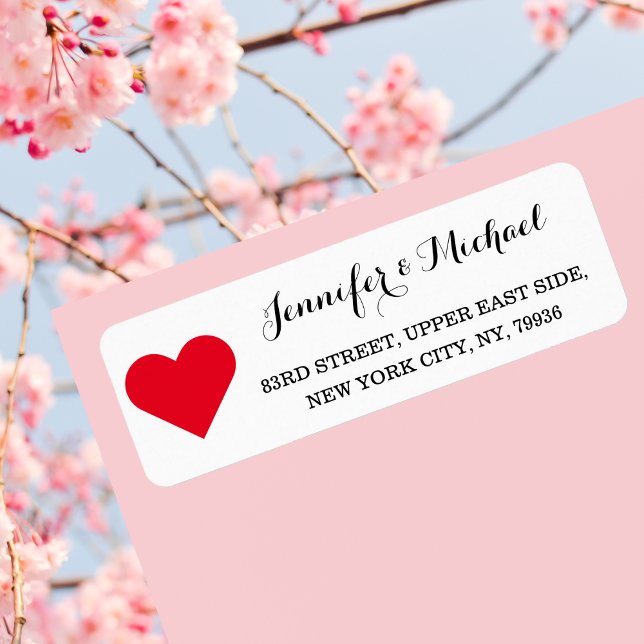 Étiquette Red Heart Custom Mariage élégant Valentines Day (Red Heart Custom Elegant Wedding Valentines Day Label)