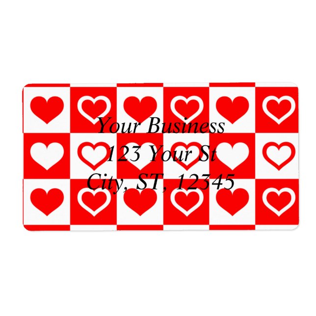 Étiquette Red Hearts Plaid Motif Thunder_Cove (Devant)