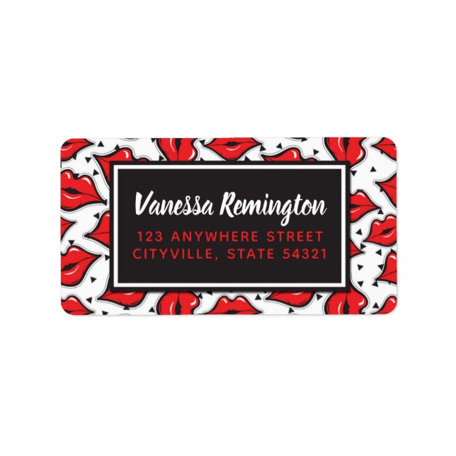 Étiquette Red Lips Kiss Lipstick & Beauty Distributeur Perso (Devant)