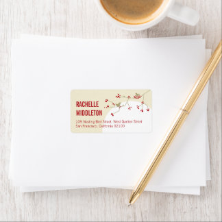 Étiquette Red Nesting Bird Family Simple Baby shower Adresse