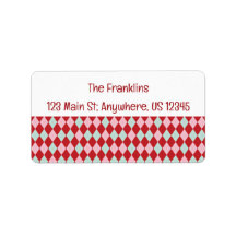 Red Pink & Mint Christmas Argyle Address