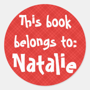 Étiquette Red Plaid "Ce Livre Appartient À"