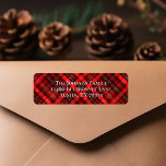 Étiquette Red Plaid Christmas Tartan Adresse de retour<br><div class="desc">Un motif tartan rouge classique derrière votre adresse de retour pour les cartes de Noël et les lettres de vacances. Un étiquette de vacances festif et traditionnel.</div>