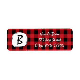 Étiquette Red Plaid Rustic Frame Holiday Address Labels