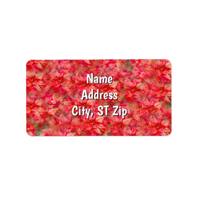 Étiquette Red Poinsettia Flower Art Personal Address Label (Devant)