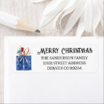 Étiquette Red Robin Christmas Correspondant Adresse de retou<br><div class="desc">Forfait enveloppé bleu, curieux rouge robin et élégante calligraphie Joyeux Noël décorent ces mignonnes étiquettes d'adresse de retour assorties. Changez le texte et l'accueil pour le rendre vôtre en utilisant le Modèle fourni. Si vous avez besoin de plus d'espace, utilisez des lettres minuscules. Un achat minimum de cinq feuilles de...</div>