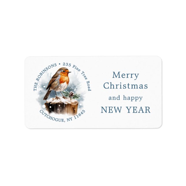 Étiquette Red Robin Pine Cone Christmas return address label (Devant)