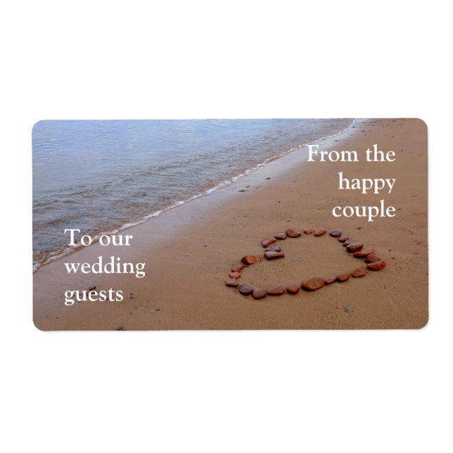 Étiquette Red Rocks Heart sur la plage de sable (Devant)